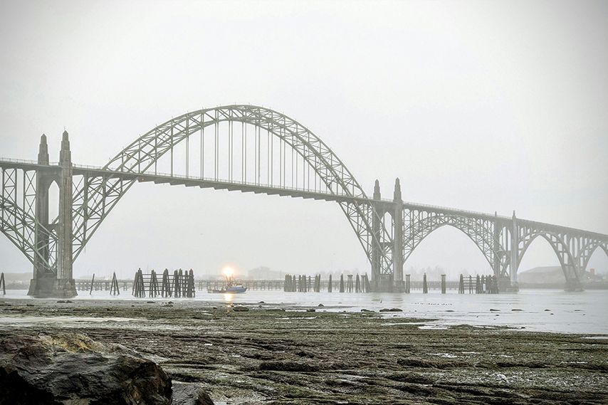 Bridge across a river in Newport Oregon